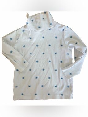 The Beaufort Bonnet Company White Turtleneck with Blue Floral Dots